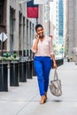 Young Happy African American Woman traveling, working in New York City Royalty Free Stock Photo