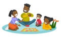 Young african-american family playing board game. Royalty Free Stock Photo