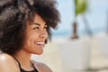 Young happy afro american woman looking away Royalty Free Stock Photo