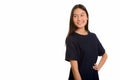 Young happy Asian teenage girl smiling and thinking Royalty Free Stock Photo