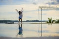 young happy and attractive Asian Chinese woman enjoying Summer holidays relaxing carefree at tropical beach resort Royalty Free Stock Photo