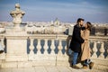 Couple in love hugging of the magnificent landscape view of Budapest, Hungary Royalty Free Stock Photo