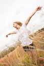 Young happy attractive woman arms wide open Royalty Free Stock Photo