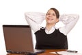 Young happy business woman relax in office Royalty Free Stock Photo