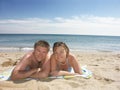 Young happy couple on the beach Royalty Free Stock Photo