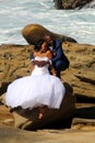 Young happy couple on the beach. Wedding photo.