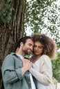 young and happy couple with closed Royalty Free Stock Photo