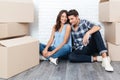 Young happy couple moving into their new home Royalty Free Stock Photo