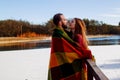 Happy Couple Walking Through The Park On A Sunny Winter Day Royalty Free Stock Photo