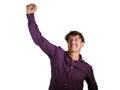 Young happy and excited man smiling cheerful celebrating achievement or business project success gesturing joyful and charming Royalty Free Stock Photo