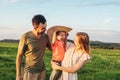 Happy family playing on sky background