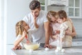 young happy family playing while cooking Royalty Free Stock Photo