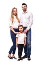 Young Happy family on white background