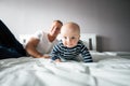 Young happy father have fun time with his baby at home Royalty Free Stock Photo