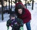 Young happy father with his son little cute boy outside in winter park, lifestyle people concept Royalty Free Stock Photo