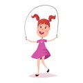 Young happy girl jumping with skipping rope Royalty Free Stock Photo