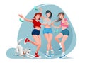 Young happy girls dancing outdoors Royalty Free Stock Photo