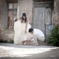 Young Happy greek newly wed couple outdoors together Royalty Free Stock Photo