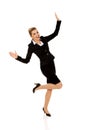 Young happy jumping businesswoman Royalty Free Stock Photo