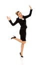 Young happy jumping businesswoman Royalty Free Stock Photo