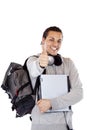 Young happy male student shows thumb up Royalty Free Stock Photo