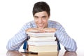 Young happy male student with study books Royalty Free Stock Photo