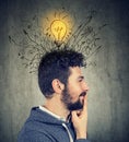 Young happy man has a bright idea Royalty Free Stock Photo