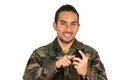 Young happy man in military uniform Royalty Free Stock Photo