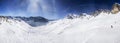 Young happy man skiing in Lenzerheide ski resort, Switzerland. Royalty Free Stock Photo