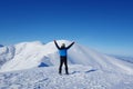 Young happy man at the top of Kopa Kondracka during winter, Zakopane, Tatry mountains, Poland Royalty Free Stock Photo