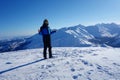 Young happy man at the top of Kopa Kondracka during winter, Zakopane, Tatry mountains, Poland Royalty Free Stock Photo