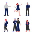 Young Happy Man and Woman University Student Standing Vector Set