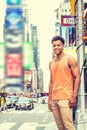 Young Happy Mix Race American Man traveling in New York City in hot summer Royalty Free Stock Photo