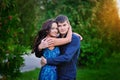 Young happy smiling attractive couple together outdoors Royalty Free Stock Photo