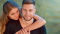 Young happy smiling attractive couple together outdoors Royalty Free Stock Photo