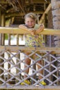 Young happy smiling child girl summer outdoor portrait Royalty Free Stock Photo