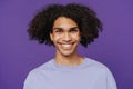 Young happy smiling handsome latin curly man with piercing Royalty Free Stock Photo