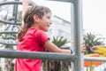 Young happy smiling teen boy on sport/fitness playground Royalty Free Stock Photo