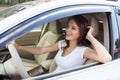 Young Happy Smiling Woman Driving Car Royalty Free Stock Photo