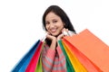 Young happy smiling woman with shopping bags Royalty Free Stock Photo