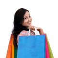 Young happy smiling woman with shopping bags Royalty Free Stock Photo