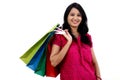 Young happy smiling woman with shopping bags Royalty Free Stock Photo