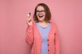 Young happy smiling woman wanting to eat chocolate