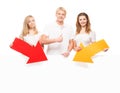 Young and happy teenagers holding colorful pointers Royalty Free Stock Photo