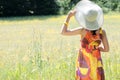 Young happy woman in grain field Royalty Free Stock Photo