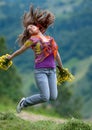 Young happy woman jumping Royalty Free Stock Photo