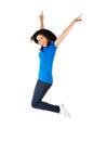 Young happy woman jumping in the air Royalty Free Stock Photo