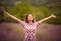 Happy Woman in lavender filed Royalty Free Stock Photo