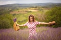Happy Woman in lavender filed Royalty Free Stock Photo
