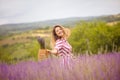 Young happy Woman in lavender filed Royalty Free Stock Photo